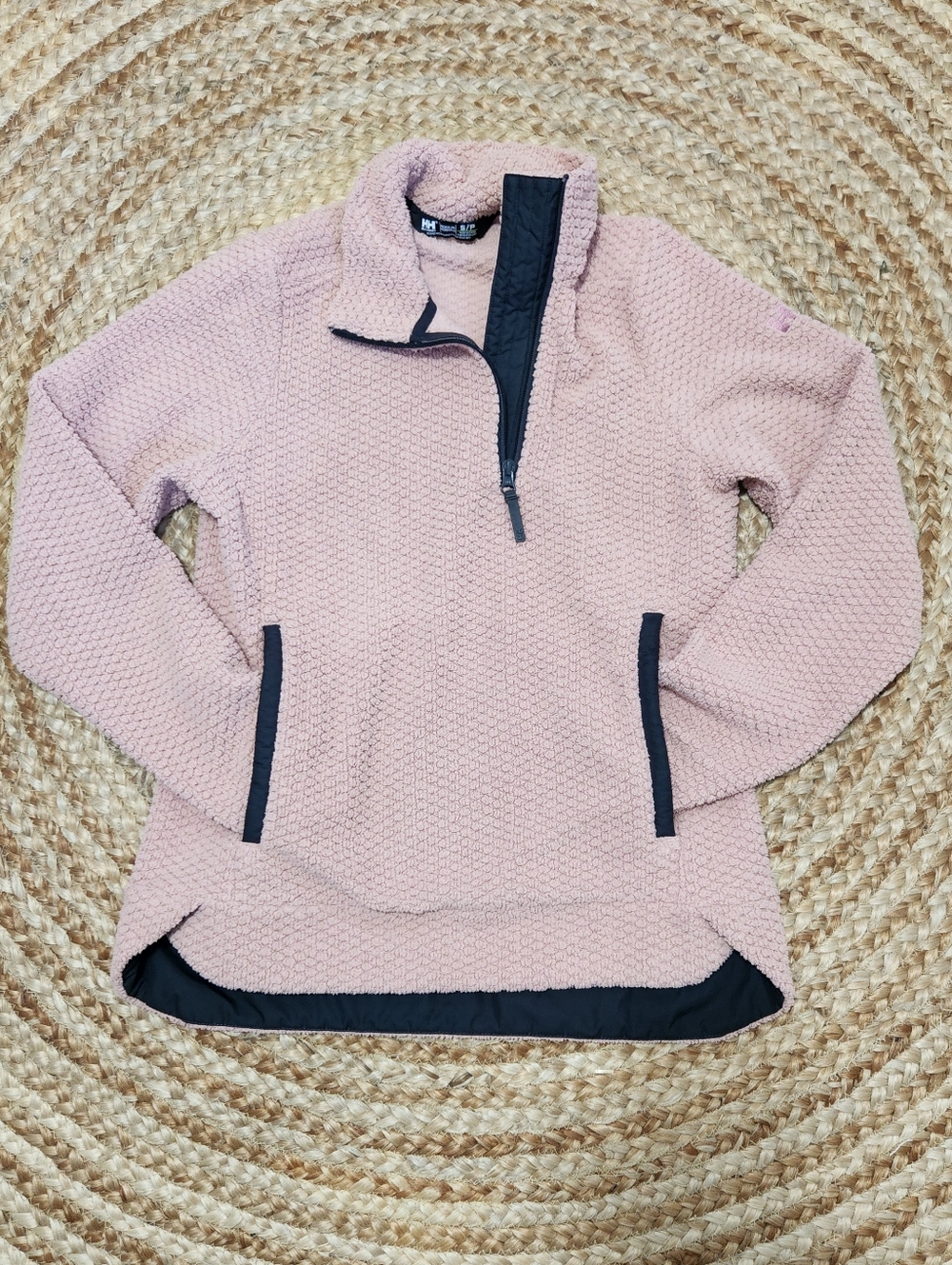 Helly Hansen Lyra Offset 1/2 Zip Fleece Pullover Womens S Misty Rose High Collar